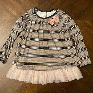 Pippa & Julie Black Pink White Tunic - Cute Top - Girls Size 5